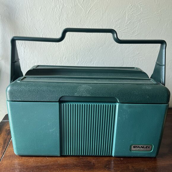 Vtg STANLEY Aladdin Green Insulated Divided Lunch Box Cooler NO THERMOS - Picture 8 of 15